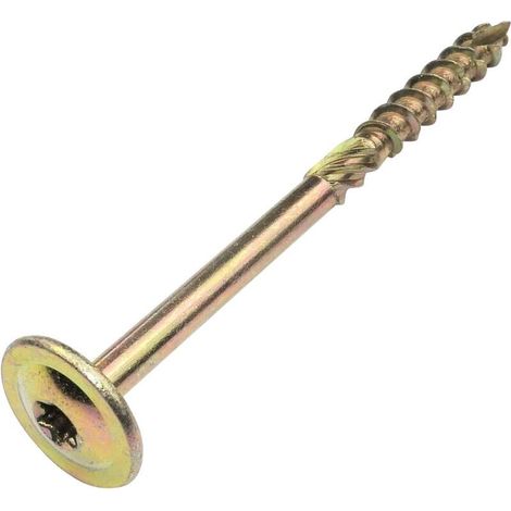 Pack of 50 wood screws Ø8x120mm - large dome head - with star recess Т40 - brass-plated steel (1/5)