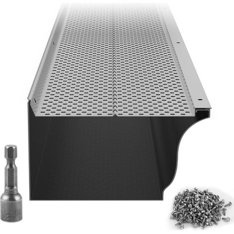 Dachrinnenschutz aus Aluminium, zuschneidbar, 152 mm breit, 26 Teile mit insgesamt 264 cm Länge zum Zurückhalten von Laub (1/5)
