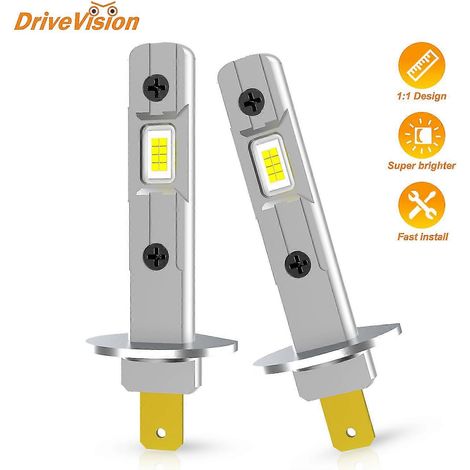 2 Stück LED-Glühbirne H1 LED-Scheinwerfer Mini-Design Kabellos Lüfterlos für Auto LED-Lampe CSP-Chips 13000LM Weiß (3000K Goldgelb H1 (12V))