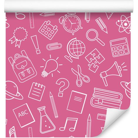 Papier peint Fournitures scolaires Rose poudré, Fond rose poudré 50x1000 cm (1/5)