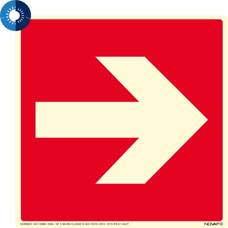 Panneau photoluminescent HD Flèche - rigide 200x200mm - 4055404