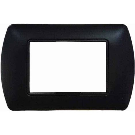 Placchetta per interruttore in metallo a 4 posti nero cassetta 504 compatibile con living international supporto cover (1/2)