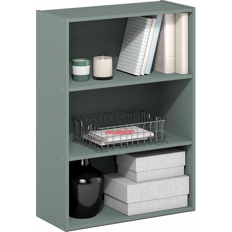 Étagère, Bibliothèque À 3 Niveaux, Étagères De Rangement, 24,6 X 60,2 X 80 Cm, pour Salon, Chambre, Bureau, Vert Sauge (1/5)