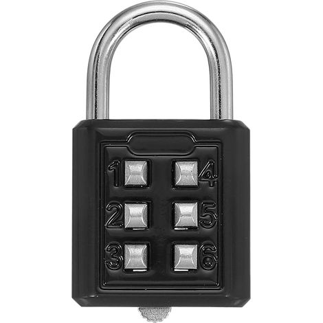 Cadenas Combinaison, Cadenas Boutons-Poussoirs 6 Chiffres Mécanisme Verrouillage 3 Positions Combinaison Sécurité Pour Casier Salle Sport Casier Cabinet Boîte Outils (Noir, Pack 1) (1/5)