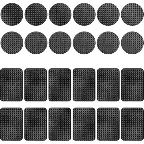 24 Pièces Patins en Caoutchouc Antidérapants, Pieds Caoutchouc Patins Autocollant Protecteurs de Meubles Protecteurs pour Sols en Boi, Pieds de Table, Chaise, Lit (Noir) (1/5)