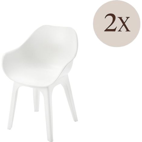 Sedia da Esterno Oakahalla, 2 Sedie, Braccioli Made in Italy, Peso Supportato 120 kg, Bianco