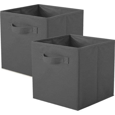 Caja de almacenamiento plegable de tela en forma de cubo, cesta organizadora de cubo de 33 cm, gris, paquete de 2 (1/4)