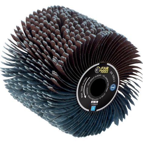 Fartools – Brosse à lanières abrasives grain 80 Ø120mm – L100mm pour ponçage bois et métal – Compatible machines REX120C, REX200, REX-H-200