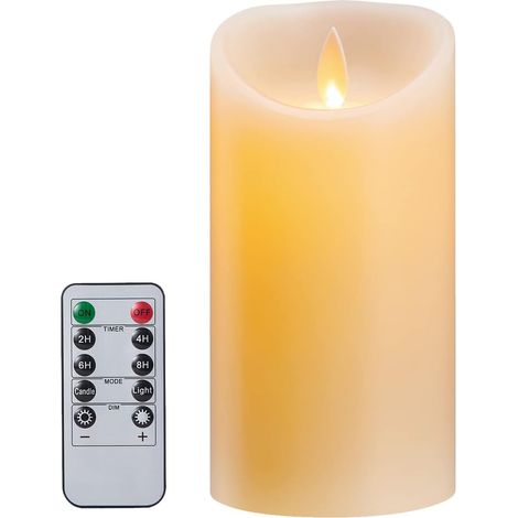 2 Bougies LED Flamme Vacillante Télécommandée Minuterie Cire Réaliste 7,5x10cm Intérieur Fête (1/5)