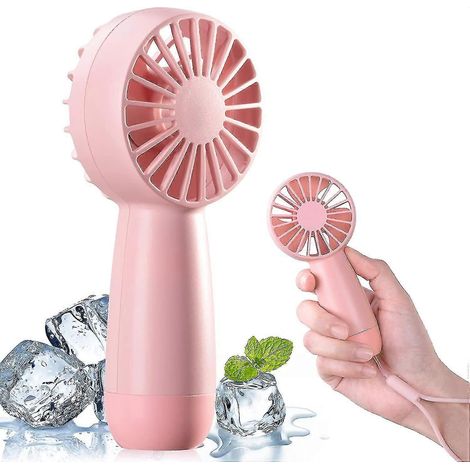 Handventilator, wiederaufladbarer Mini-Ventilator, tragbarer Handventilator, persönlicher Ventilator mit 3 Geschwindigkeitsstufen, Reiseventilator, elektrischer Ventilator (Pink) (1/5)