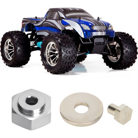 Adaptateur hexagonal 12mm à 17mm en aluminium pour voiture RC 1/10, 4 pièces (argent) (1/4)