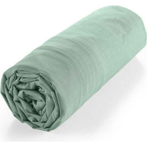 Drap Housse - Coton Bio - 140x190 cm - Hauteur Bonnet 30 cm - Sauge - 1 Pièce (1/5)