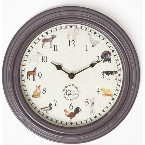 HOMESCAPES Farm Animal Sounds Quartz Wall Clock