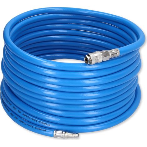 1 Tuyau à air comprimé, 9 mm, Polyéthylène, 10 mètres, Raccords rapides, Atelier