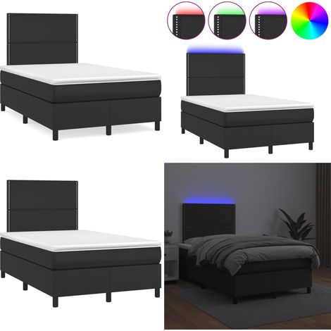 Sommier à lattes de lit matelas LED noir 120x190 cm similicuir - Lit Plateforme - Lit Design - Lit Moderne - Lit Avec Rangement - Tête De Lit Ajustable - Home & Living (1/5)