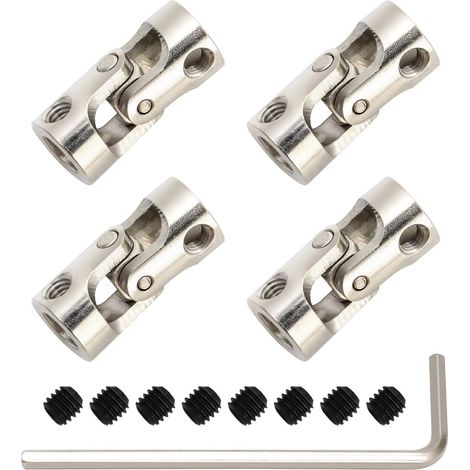4 Pack Joint universel de 6 mm, arbre de direction universel, Couplage d'Arbre en Métal, pour bateau, voiture, accessoires de bricolage (1/5)