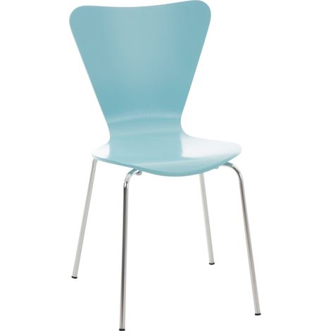Sedia da cucina sala da pranzo x1 impilabile schienale triangolare in legno chiaro e metallo cromato 100003329