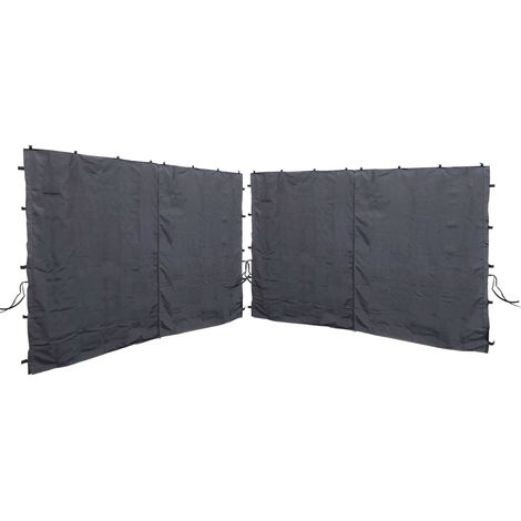 Quick-Star – Toile pour tonnelle 2 Seitenteile 300x197cm – Anthrazit RAL 7012 – 100% polyester 170g/m² – Avec fermeture éclair et 18 bandes velcro