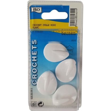 ISO - Crochet adhésif ovale céramique mini blanc bl4