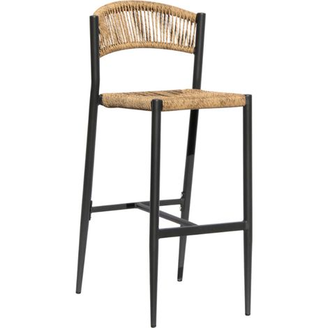 Sgabello con seduta e schienale in twist wicker paglia MALIGI HOME MG/VERDE Paglia