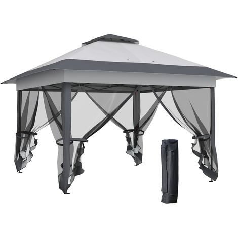 Tonnelle pop-up pliante GALATSI gris clair et foncé (1/5)