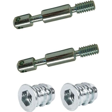 Set mit 2 Bettbefestigungsbolzen – Durchmesser 6 mm, Länge 50 mm, 4 Löcher – 2 M6x13-Einschraubhülsen aus verzinktem Stahl (1/3)