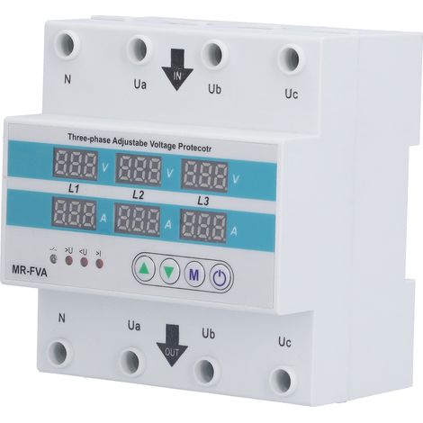 Protecteur de tension MR FVA triphasé, relais ajustable de surveillance de tension AC220V, protection contre surtension et sous-tension, 3 phases (1/5)