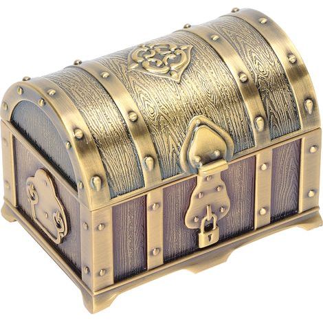 Boîte de Rangement Vintage Rectangulaire pour Bijoux - Écrin Métallique pour Colliers, Boucles d'Oreilles et Accessoires Femme (1/5)