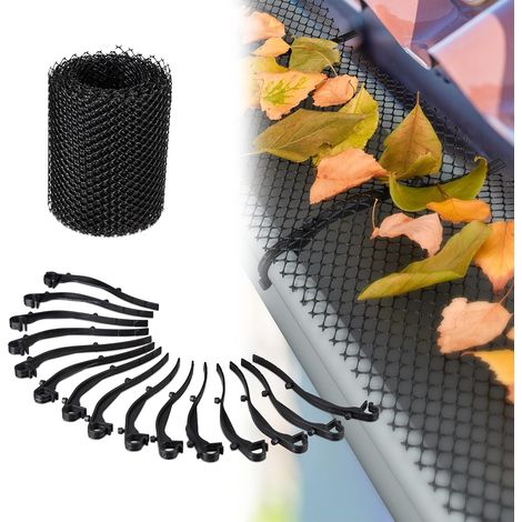 Grillage gouttière, 6 m de Long, Plastique, Protection Anti-Feuilles mortes, 16cm de Large, Pratique,  1 élément (1/4)