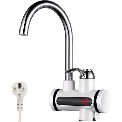 Sofort-Heißwasserhahn 220 V 3000 W – Elektrischer Durchlauferhitzer – Mit LED-Digitalanzeige – Für Küche und Bad – Edelstahl