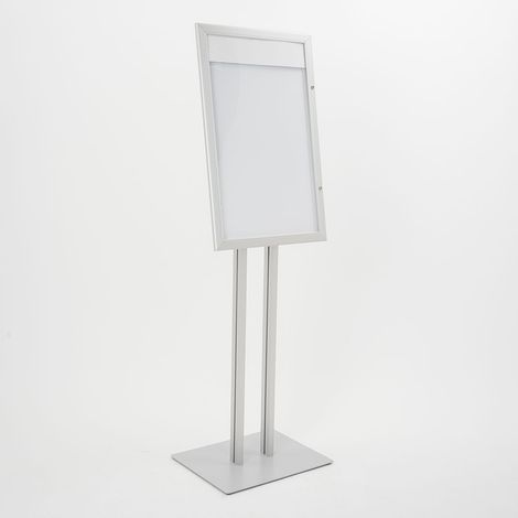 Espositore a Leggio con Piantana 51,4x79 cm in Alluminio Porta Menù Silver (1/5)