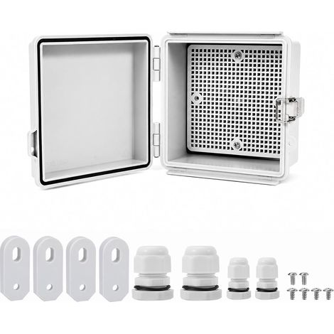 Coffret Electrique Etanche Exterieur en ABS, Boîte de Jonction IP67 avec Porte Grise, Joint d'Étanchéité Intégré et Montage Mural pour Irrigation, Piscine, 15x15x9cm (1/5)