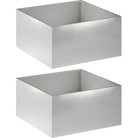 Garden Planter 2 pcs Silver 100 x 100 x 40 cm Stainless Steel vidaXL