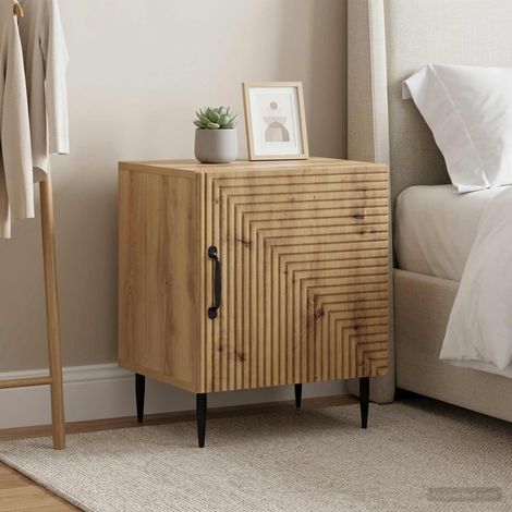 Lot de 2 tables de chevet en bois d’ingénierie, chêne artisanal, 43 x 34,5 x 50 cm, 17.57kg - PANGIVO (1/5)