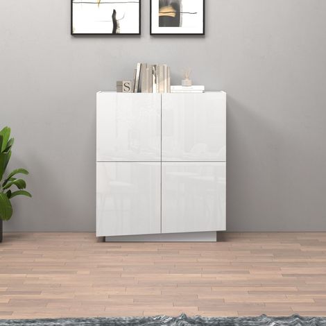 WHOUS Credenza Vela con 4 ante colore bianco lucido 100x35x120,4 cm