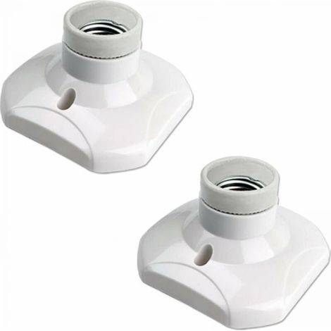 Casquillo de techo E27 de rosca para lámpara de pared interior, AC 230V, soporte para bombilla LED E27, base de plástico con casquillo E27 para techo de garaje o taller, paquete de 2 (1/5)