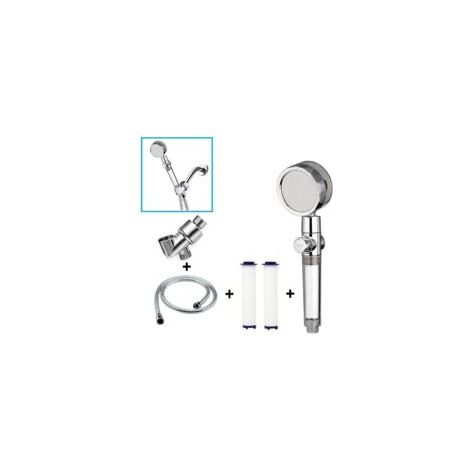 Hochdruck-Propellerdusche, 360° drehbare Dusche. Hochdruck-Handbrause, Pause-Ein/Aus-Funktion, wassersparende Dusche (Silber) - Crezuo (1/4)