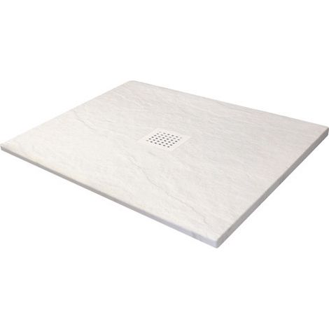 ONDEE ZEN - Receveur de douche NARA - Antidérapant Découpable 90x90 cm Résine Blanc Bonde