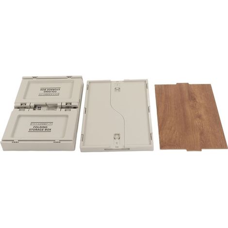 Bacs de rangement pliables avec couvercle en bois 50L, conception à boucle d'ouverture multidirectionnelle, boîte de rangement pliable sable chaud pour camping (1/5)