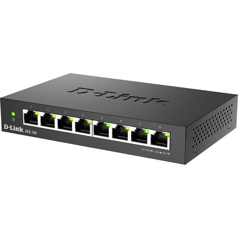 Switch 8 Ports Ethernet Metallique 10/100mbps - Idéal Partage de Connexion et Mise en Réseau Small/Home Office Noir (1/5)