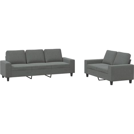 Maison Exclusive - Ensemble de canapés 2 pcs gris foncé tissu (1/5)