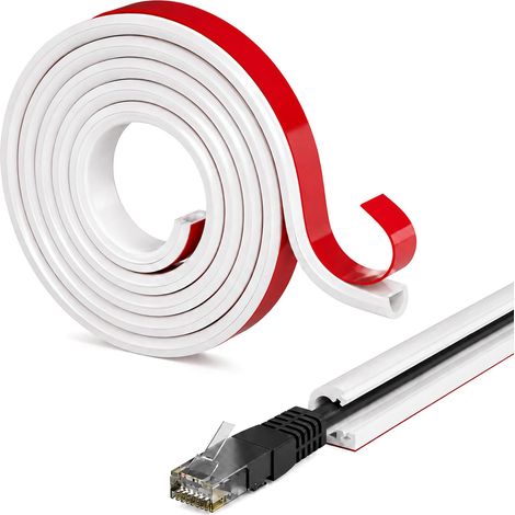 Mini Cache Cable Blanc Adhésif 2m, Goulotte Passe Cable Mural Flexible (1/5)