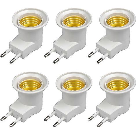 E27-Fassungsadapter mit Schalter, Standard-Schraubfassung aus Kunststoff, Steckeradapter für Haushaltsglühbirnen, 6er-Pack (europäischer Stecker). (1/5)