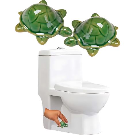 Couverture pour Boulons de Toilette en Résine 2 Pièces Décor Tortue Marin Facile à Installer et Nettoyer