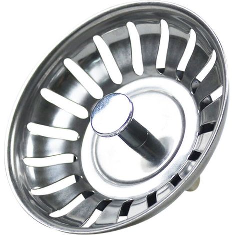 Bouchon d’évier cuisine en inox universel, diamètre 80 mm, 18 fentes, vidange rapide – DELKEVIC