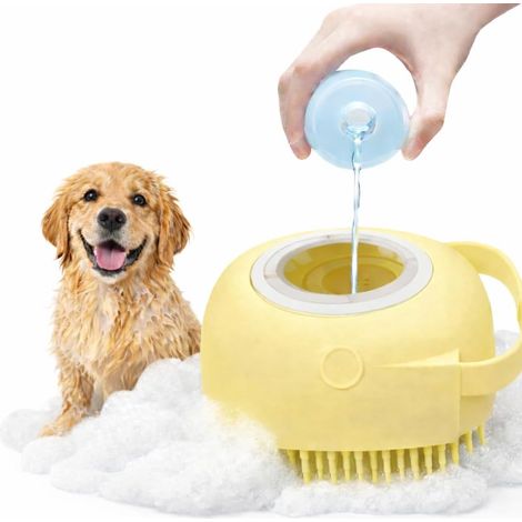 Weiche Silikon-Hundebadbürste – Integrierter Shampoo-Spender – Sanfte Massage und Pflege für kurzes und langes Fell (1/5)
