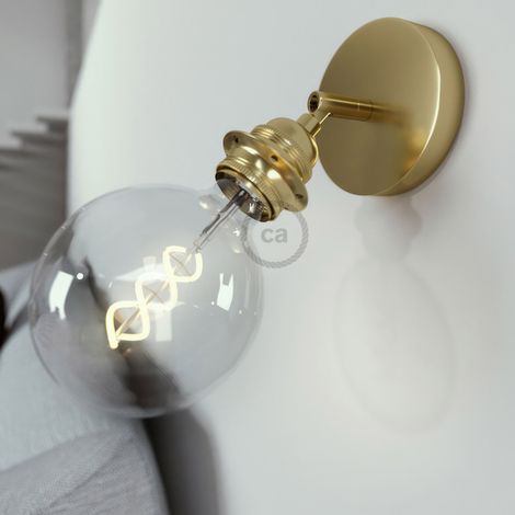 Fermaluce Metallo 90° con portalampada filettato E27, punto luce in metallo orientabile  Senza lampadina - Ottone - Matter ON/OFF