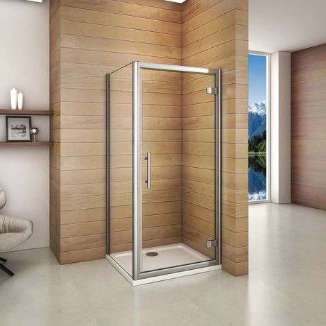 Porte de douche pivotante 90x90x187cm largeur de la paroi de douche de 90cm (1/5)