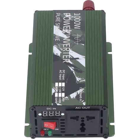 1000-W-Solarwechselrichter mit modifizierter reiner Sinuswelle, 12-V-auf-220-V-Wandler mit Lüfter, für Photovoltaikanlagen und Wohnmobile (1/5)