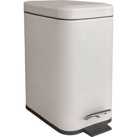 Relaxdays Mülleimer Bad, 5 Liter, Kosmetikeimer mit Soft-Close, matte Optik, entnehmbarer Inneneimer, Treteimer, beige
